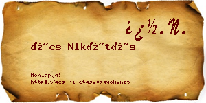 Ács Nikétás névjegykártya